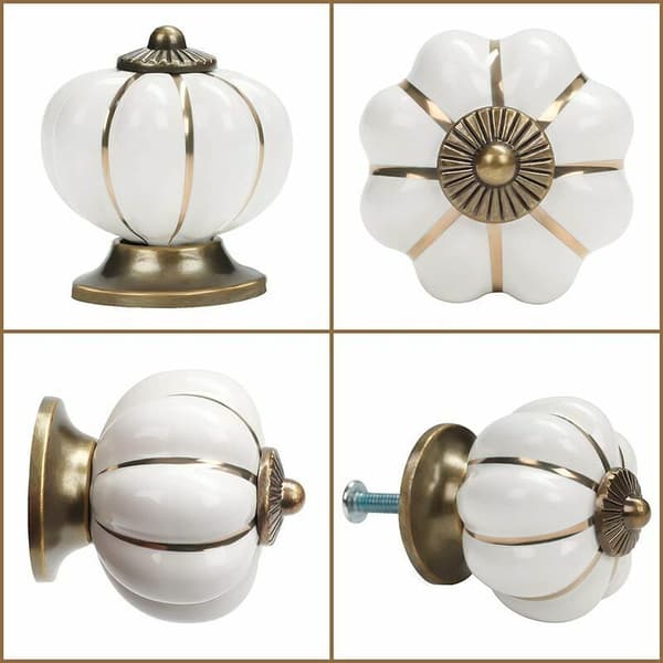 10 pcs Ceramic Drawer Knobs Furniture Knobs for Kitchen Drawers and Cabinets (White)