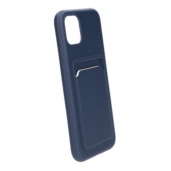 iPhone 11 Silikondeksel med Kortholder - Blå Blå blue