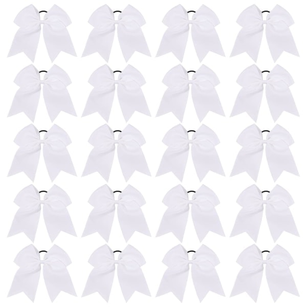 20 stk 8 tommers Cheer-hårsløyfer Store Cheerleading-store hårbøyler med hestehaleholder Håndlagde Grosgrain Ribbon-hårtilbehør for tenåringsjenter (v...