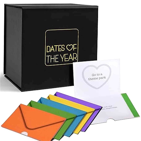 Dates Of The Year Box, 52 morsomme og eventyrlige skrapelodd-dateideer for par, date night-ideer for