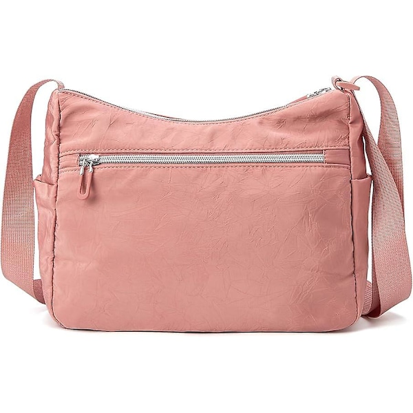 Crossbody-väska för kvinnor, vattentät, lätt, casual axelväska, handväska, ryggsäck, färg rosa