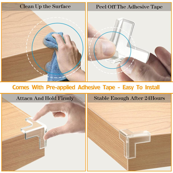 Barne- og babysikkerhet Silikonbeskytter Bord Myk Transparent Barn Antikollisjonsbord Hjørnekantbeskyttelsesdeksel (4 stk)