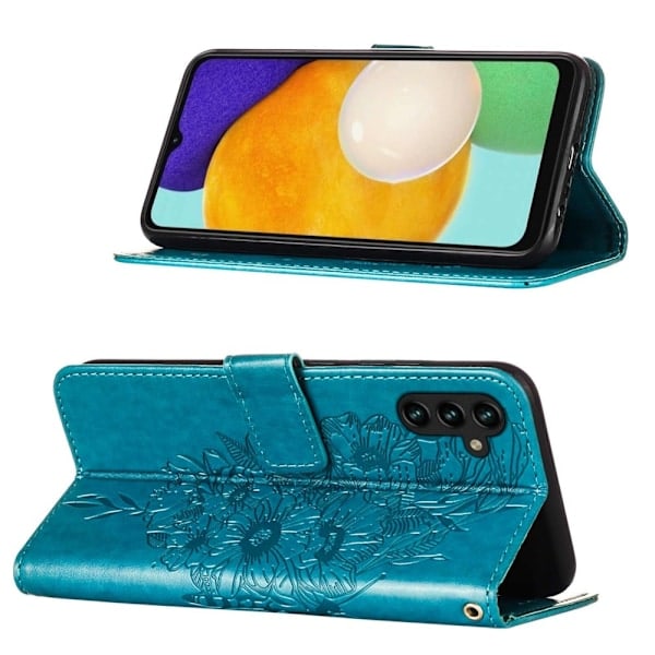 Samsung Galaxy A54 5G Fodral Med Fjärilstryck Blå