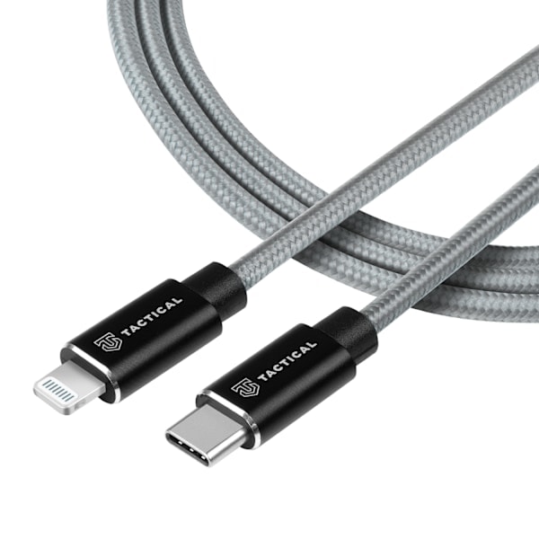 Tactical 30cm 20W MFi USB-C - Lightning -latauskaapeli, nylon, harmaa