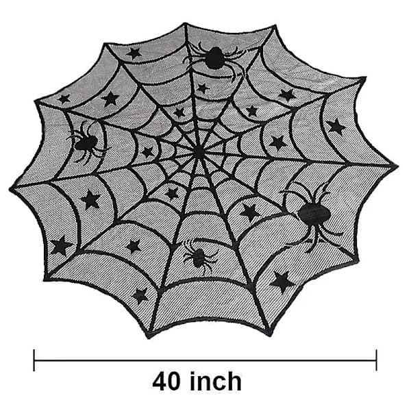 Halloween Dekoration Blonde Spindelnetskelet Kranie Dug Sort Pejs Sort 102cm