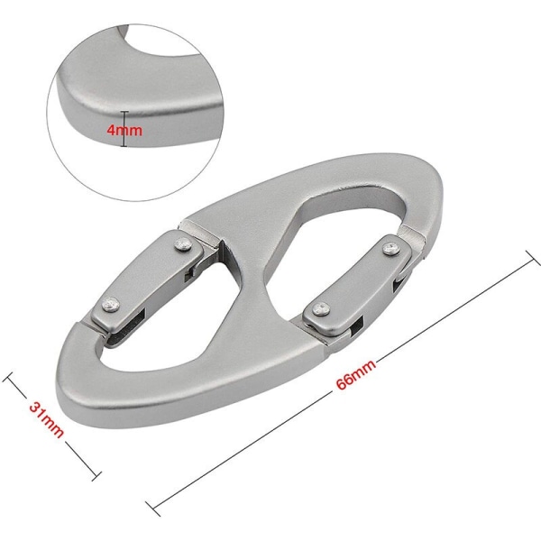 5 st 8-formad låsande karbinhake Klämma i aluminium Nyckelring