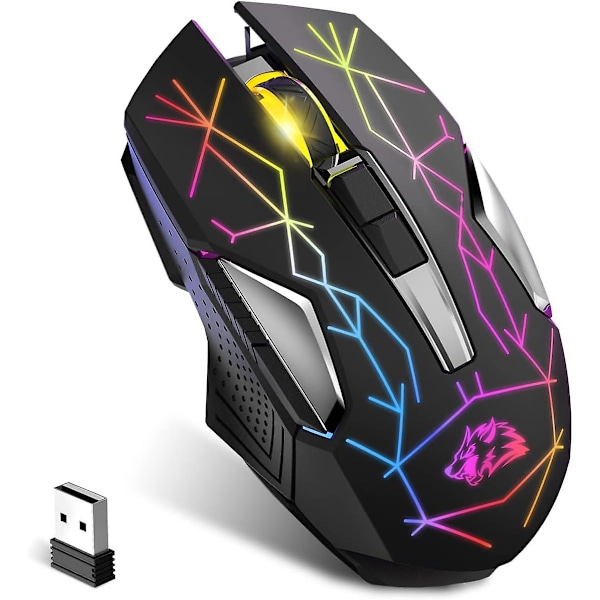 Wireless Gaming Mouse 2.4g, Rechargable-xg502, 600mah Ultra-long Life, 7 Rgb Light, 2400 Dpi, Intelligent Power Saving, Silent Click (star Black)