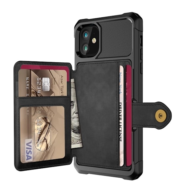 iPhone 12 Pro Max - Cover med magnetisk pung - Sort Sort Sort