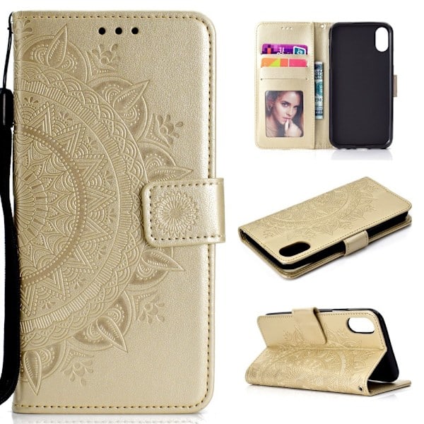 iPhone XR - Mandala Plånboksfodral - Guld Gold Guld