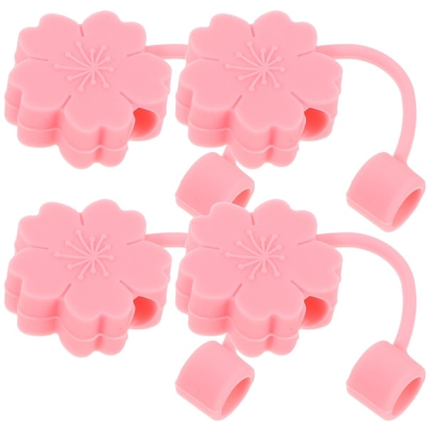 4 kpl ruostumattomia teräspillejä, pillin suojuksia, pillin päällisiä, uudelleenkäytettäviä metallipillejä, pillin suojia, vaaleanpunainen 2,8 x 2,8 x 1,1 cm Pink 2.8X2.8X1.1CM