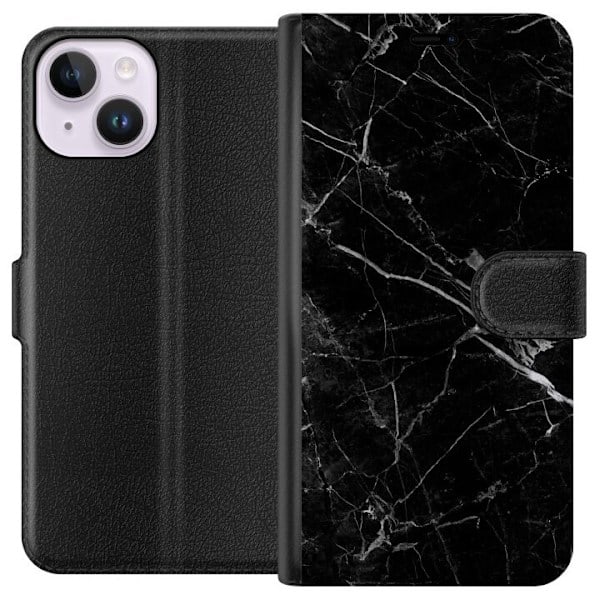 Apple iPhone 14 Pung Etui Sort Marmor