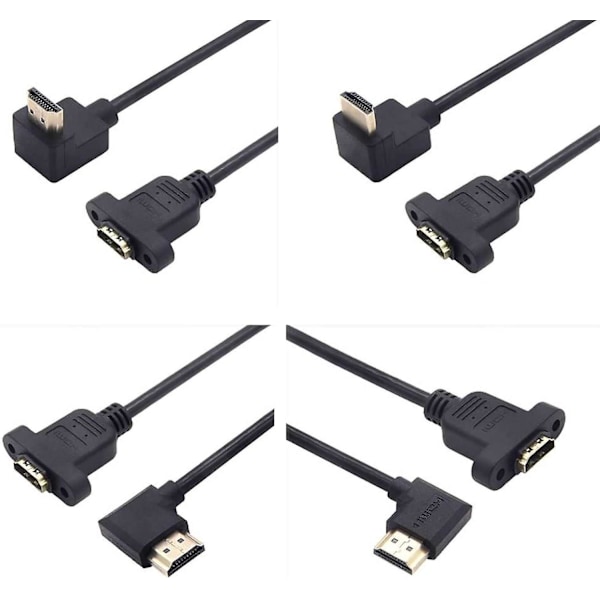 90 graders HDMI-kabel, guldbelagt HDMI 1.4 han til HDMI han-kabel, understøtter 1080P HD 3D computersæt topboks projektor TV PS3/4(30cm,UP+Down+Left+Rig