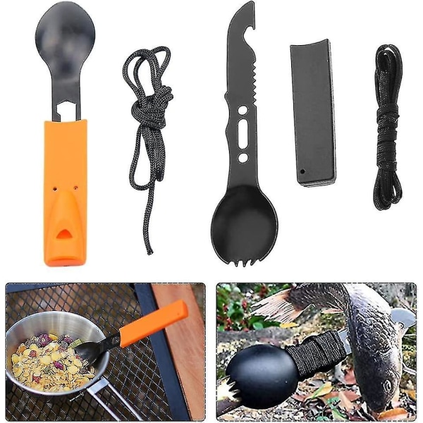 Vandring Udforsk Camping Bestik Rustfrit Stål Bærbart Bestik (sort) 1stk