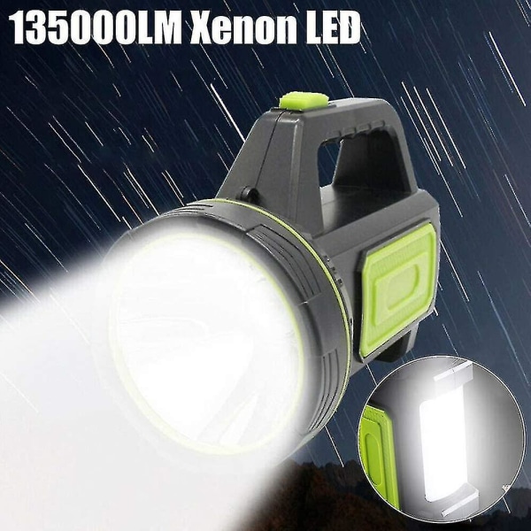 Ultraljusstark 18650 lumen USB-laddningsbar LED-ficklampa med sidoljus, hög effekt