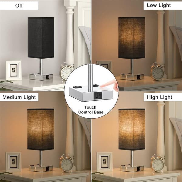 Small Table Lamp Modern Simple Study USB+A Charging Port AC Outlet American Touch Dimmable Bedroom Bedside Lamp
