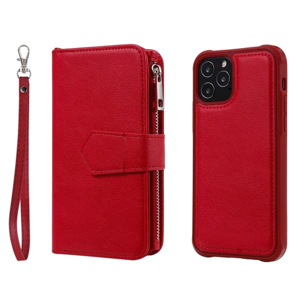 iPhone 12 / 12 Pro - 2-i-1 Magnet Skal / Plånboksfodral - Röd Red Röd