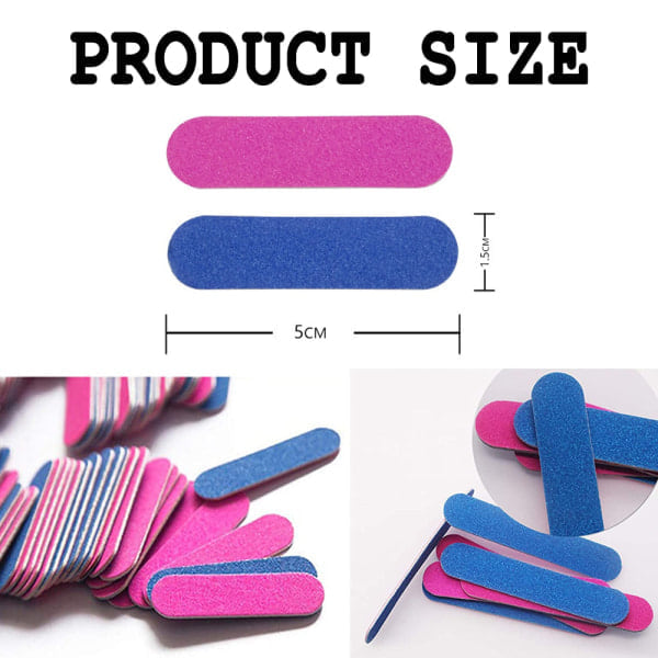 Mini nagelfilar, 100-pack 5 cm engångs dubbelsidig sandpappersfil