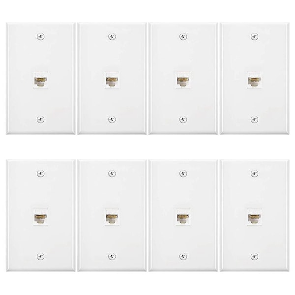 8 kappaletta Ethernet-seinälevyä, Rj45 Cat6 naaras naaras liitinlevy Ethernet-kaapeli