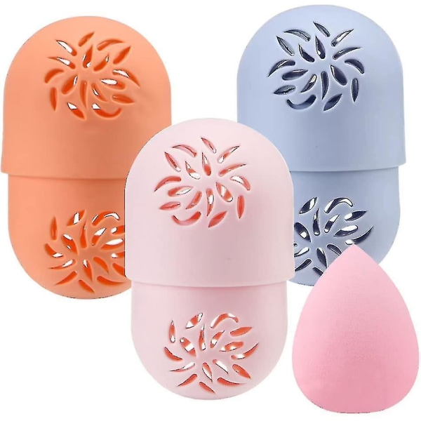 3 stk. Silikone Makeup Svamp Holder, Makeup Svamp Bære Etui, Beauty Blender Holder