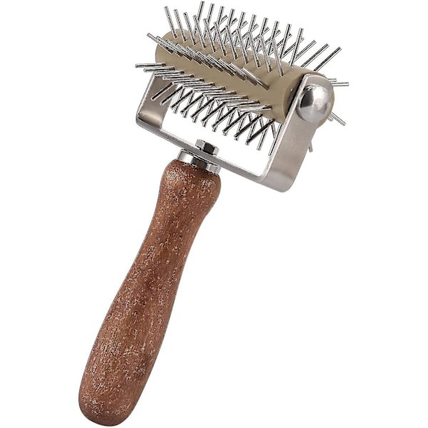 Ruostumattomasta teräksestä valmistettu pyörän pizzaleipäneularei'ittäjä Roller Pie Pastry Dough Pitter Kestävä puukahva