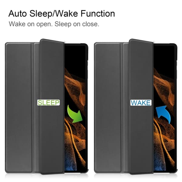 Samsung Galaxy Tab S10 Ultra / S9 Ultra Leather Case with 3-Fold Design Grå