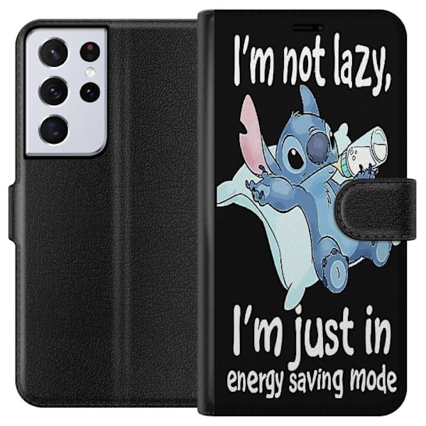 Samsung Galaxy S21 Ultra 5G Lompakkokotelo Stitch Text