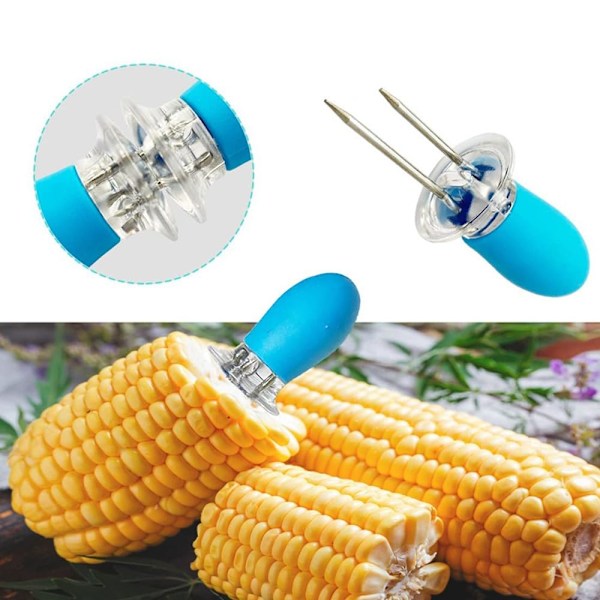 4 stk rustfrie stål majsholdere - Majsholdere til grill Twin Prong Sweetcorn Holdere Hjemmelavet madgaffel