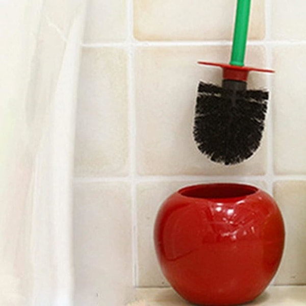 Toiletbørste og holder kompatibel med Cherries, plastik, til badeværelse/toilet