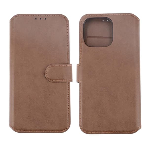 iPhone 15 Pro Max Wallet Case Leather Rvelon - Brown Brun brown