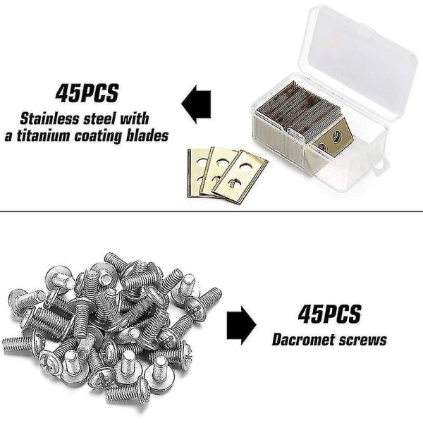 45 kappaleen vaihtoterät Worx Landroid -robottiruohonleikkuriin - ensiluokkaiset 1 mm:n titaaniset terät ja päivitetyt Dacromet-ruuvit - YNP