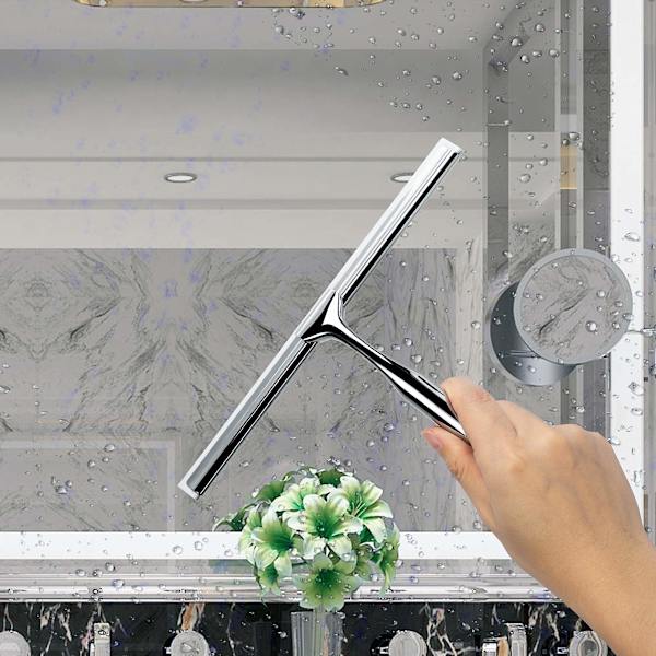 Bad, vindu og bilglass, allsidig rengjøringsskrape med matchende krokholder, 1 erstatningsskrapeblad