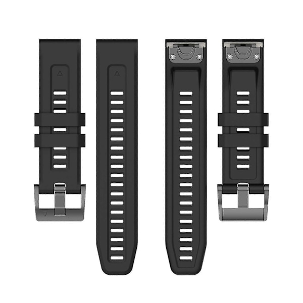 Silikoniranneke 26mm Yhteensopiva Garmin Fenix 7x/6x/5x Kellon Hihnalenkki Rannekoru Black