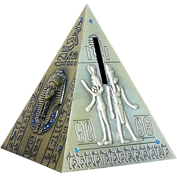 Egyptisk pyramidstaty modell spargris heminredning 13 cm - Antik mässing (egyptisk pyramid)