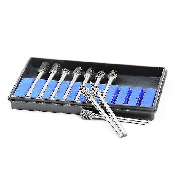 Pro10pc 1/8\" Skaft Wolframkarbid Fräs Skärare Rotary Borrar Com Avfasning Hss Stål Kon Borr Set Diamant Borr