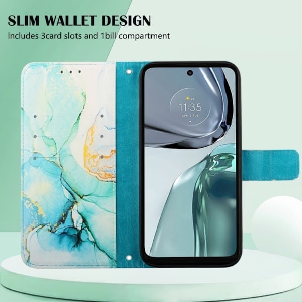 Motorola Moto G62 5G Etui Marmor Grøn