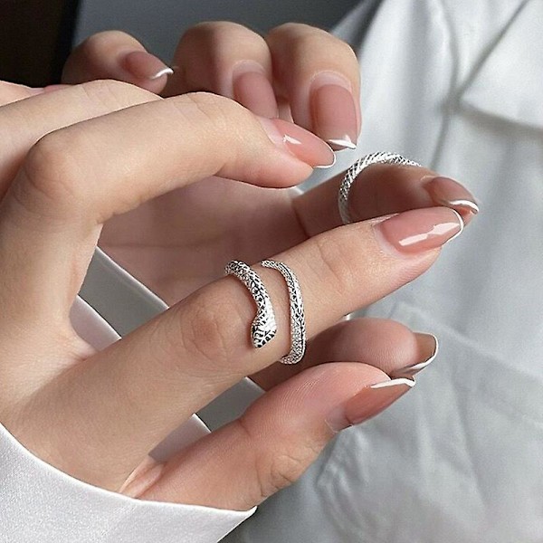 Ormring, S925 sterlingsilver högkvalitativ öppen ring, personlig ring