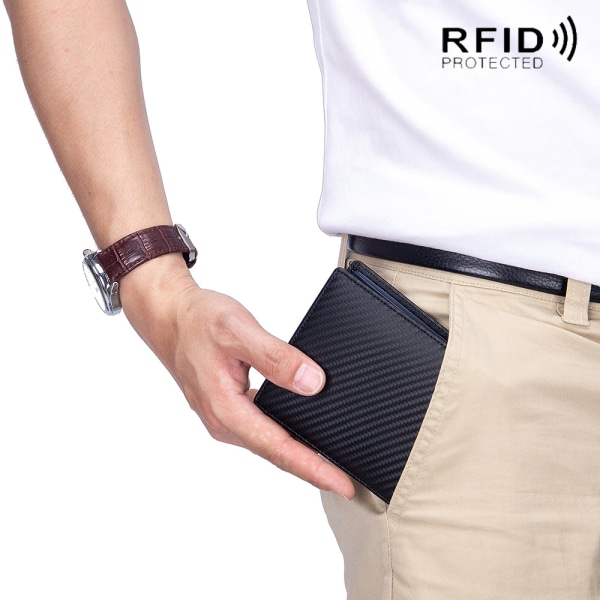 Herrplånbok, RFID-blockerande plånbok Bifold läderplånböcker Herr, smal plånbok med ID-fönster Zip Coin