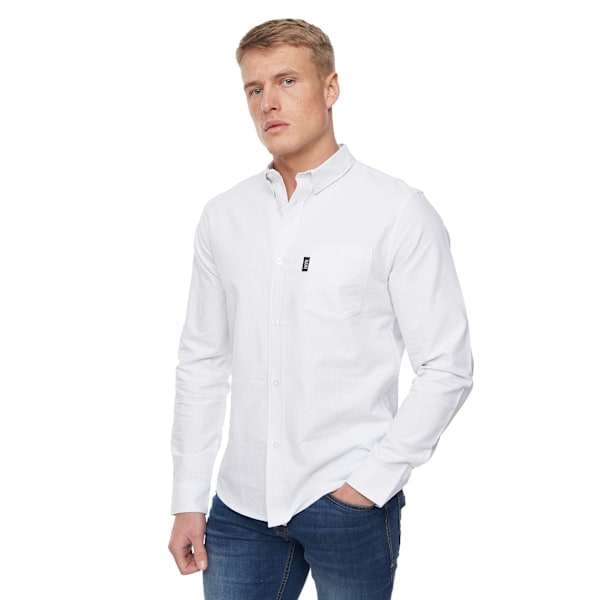 Bewley & Ritch Dewey Stribet Oxford Skjorte L Hvid L