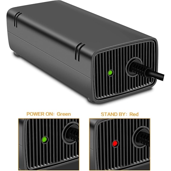 HÖYKVALITETS erstatningsstrømforsyning for Xbox 360S/Slim (passer kun 360 S), AC-adapter strømforsyningskabel for Xbox 360 Slim med automati...