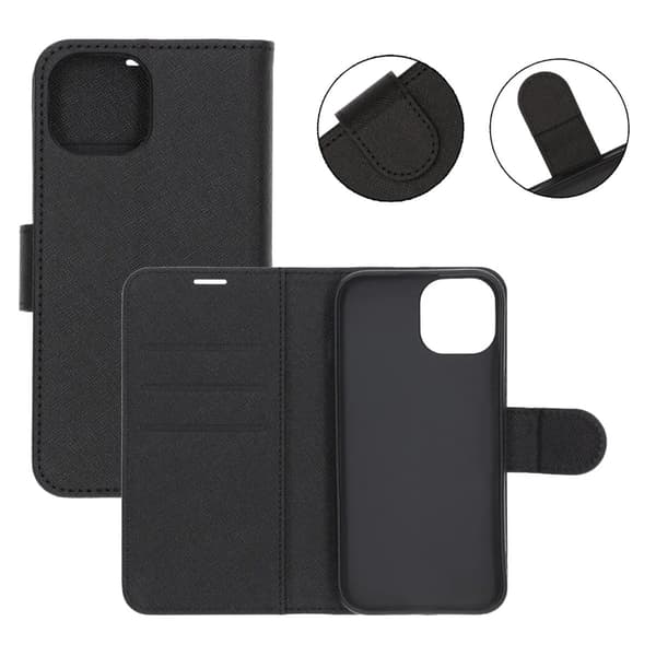 iPhone 15 Lompakkokotelo jalustalla - Musta Svart black