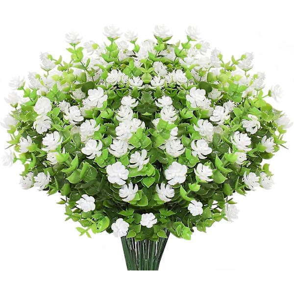 Kunstige blomster kunstige busker, UV-bestandige falske blomster plast grønne busker planter blomst arrangement, bord i sentrum, familiehage