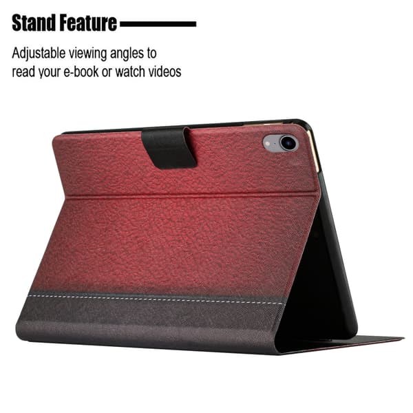 iPad 11 11th Gen / 10.9 10th Gen 2022/2025 Leather Case with Solid Color Stitching - Smart Tablet Cover Röd