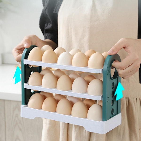 Nytt kjøleskap egg oppbevaringsboks roterende kjøleskap egg holder etui plassbesparende egg arrangør inneholde