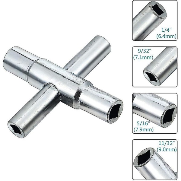 4-i-1 Kryss Sillcock Nøkkel Holdbar Heavy Duty Mini Nøkkel For Bad