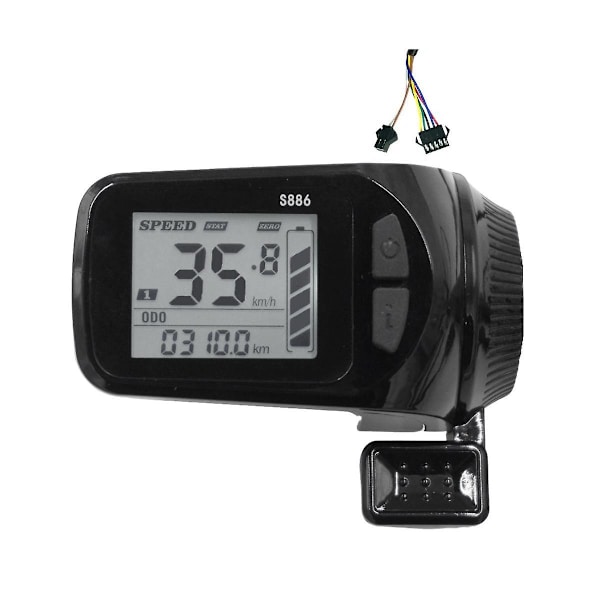 24v/36v/48v/60v S886 Ebike Lcd -näyttöpaneeli Peukalo Kaasu Mittari Sähköpyörille E-skootteri(t
