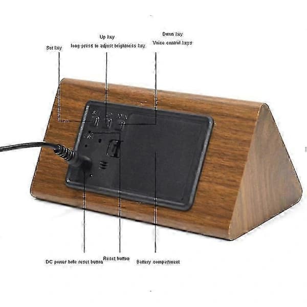 Digital trevekkerklokke med LED-display - Svart[CO]