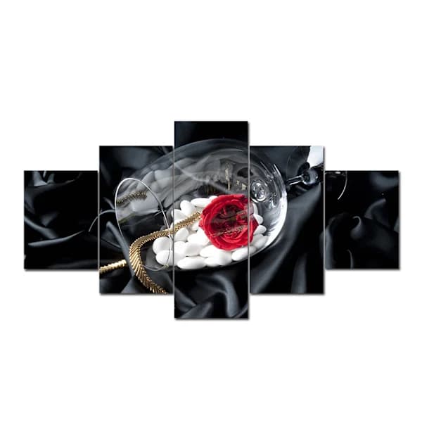 Mugg med Rosor Målning Canvas 5 Paneler Tryckt Bild Väggkonst Hemmakontor Sovrumsinredning[CO]