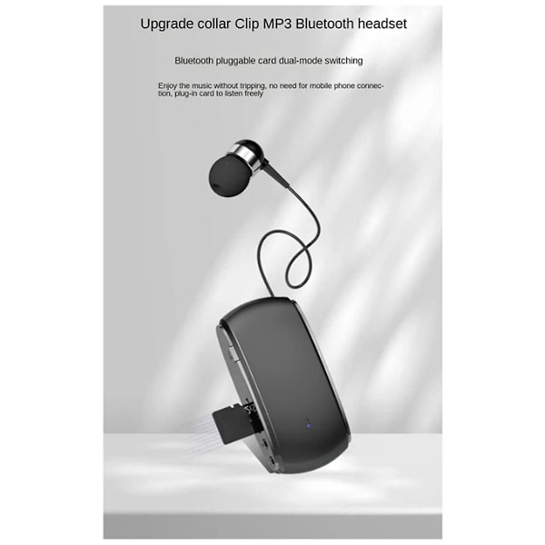 K68 Bluetooth-headset Lavalier-typ Retractable Card Headset Multifunktionellt Clip-on Headset Mp3 P