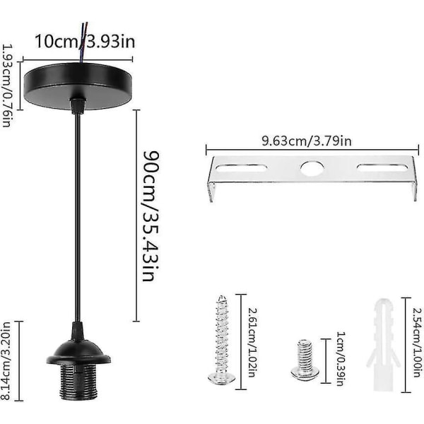 2 stk. E27 sort krom lampe loftroset lysarmatur