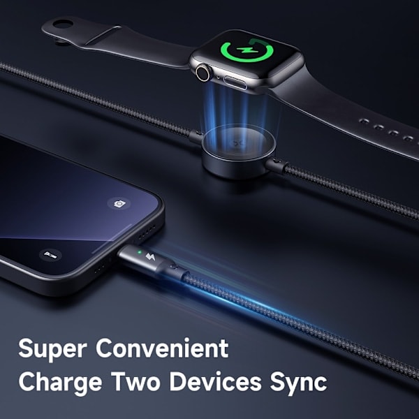 MCDODO 1,5m 36W 2-i-1 Kabel Med Apple Watch Laddare Svart